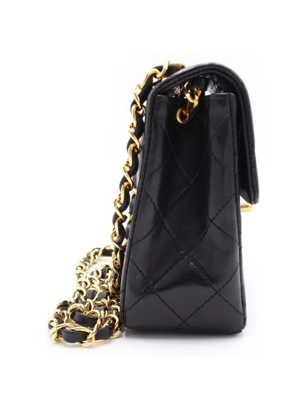 Chanel Mini Quilted 17 CC Logo Chain Shoulder Back Single Flap Gold Lambskin